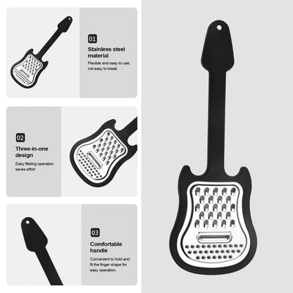 Stainless Guitar Shape Handheld Fruit Grater, Metal Cheese Grater, Comfortable Grip Kitchen Crusher Kitchen Gadgets