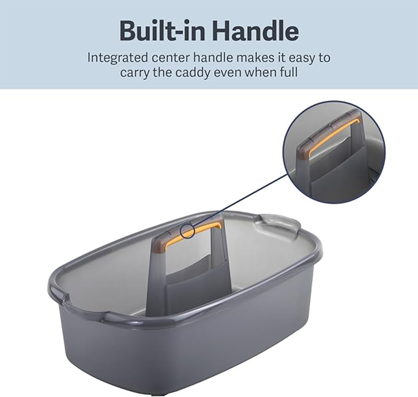 Large Cleaning Caddy for Cleaning Supplies with Handle, Portable Plastic Tote Organizer for Shower, Bathroom Kitchen