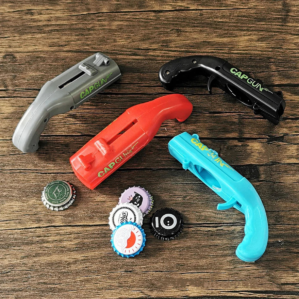 Cap Gun Beer Bottle Opener, Beverage Cap Launcher Toy, Portable Party Tool for Kitchen, Bar, Drinking Games Fun