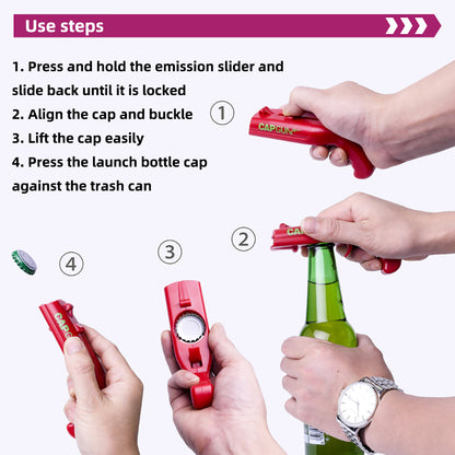Cap Gun Beer Bottle Opener, Beverage Cap Launcher Toy, Portable Party Tool for Kitchen, Bar, Drinking Games Fun