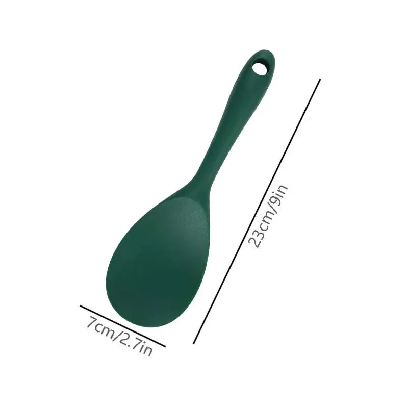 Silicone Rice Spoon Kitchen Ladle, Non-stick Saucepan Scoop with Holes, Hanging Cooking Spoon for Rice Cookers