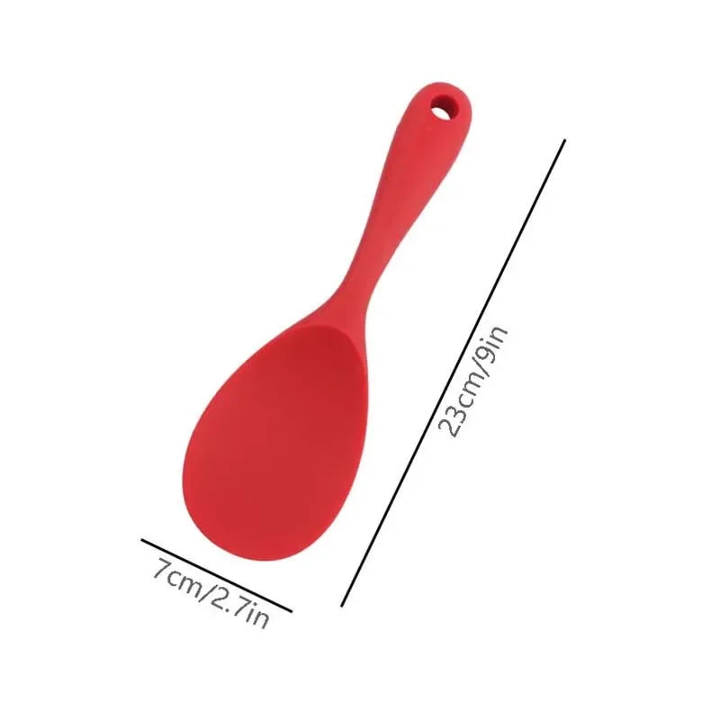 Silicone Rice Spoon Kitchen Ladle, Non-stick Saucepan Scoop with Holes, Hanging Cooking Spoon for Rice Cookers