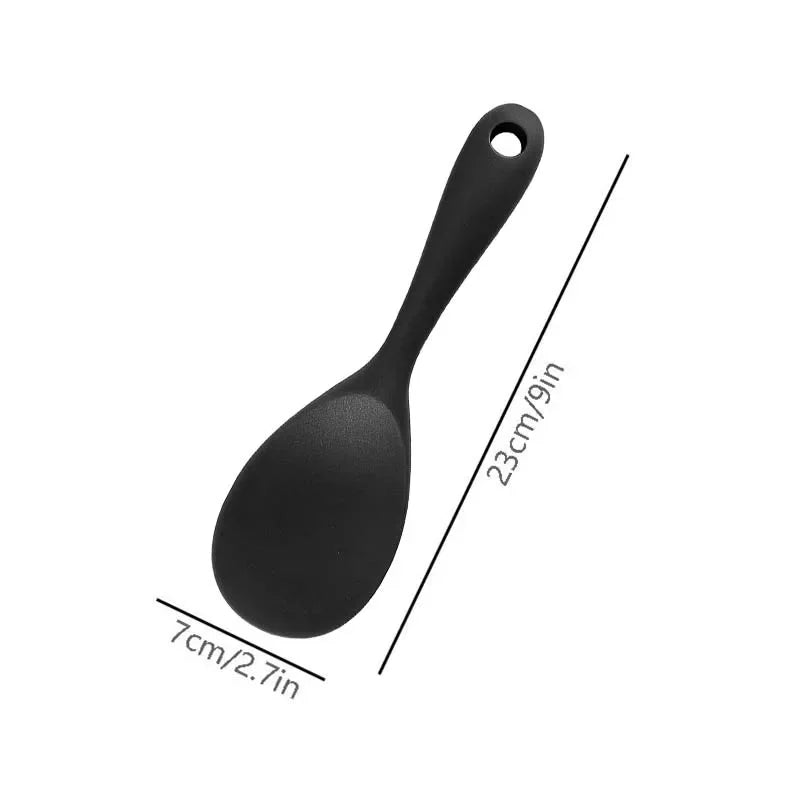 Silicone Rice Spoon Kitchen Ladle, Non-stick Saucepan Scoop with Holes, Hanging Cooking Spoon for Rice Cookers