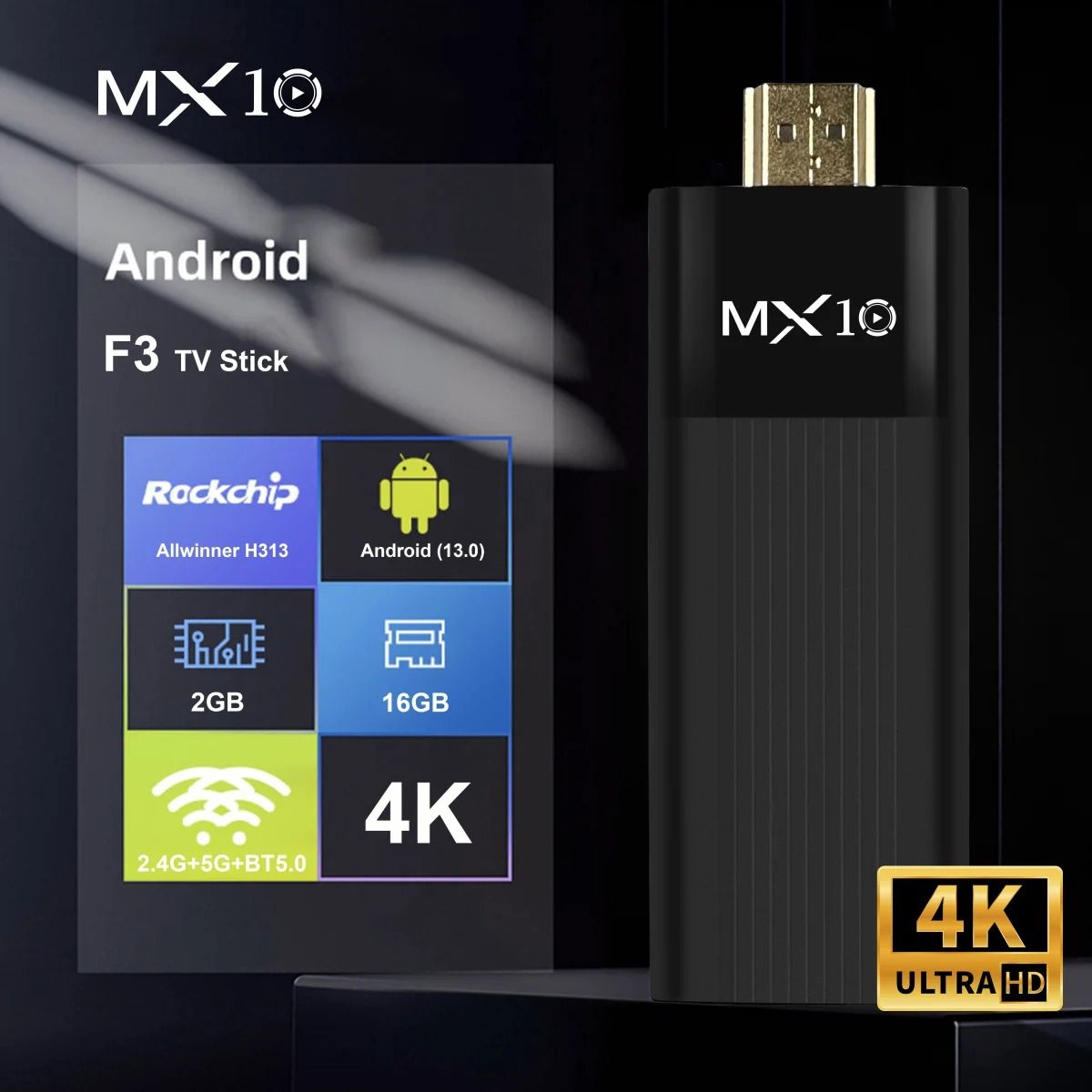 MX10 F3 Android 13 TV Stick 2GB RAM 16GB Storage Mini WiFi Streaming Device 2