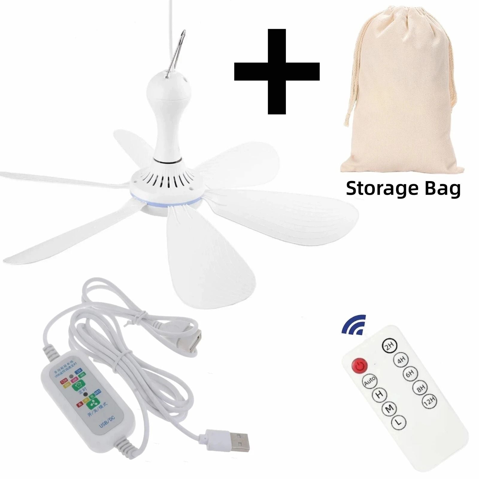 Silent 6 Leaf USB Powered Ceiling Fan With Remote Control For Tent Camping And Dorm 10