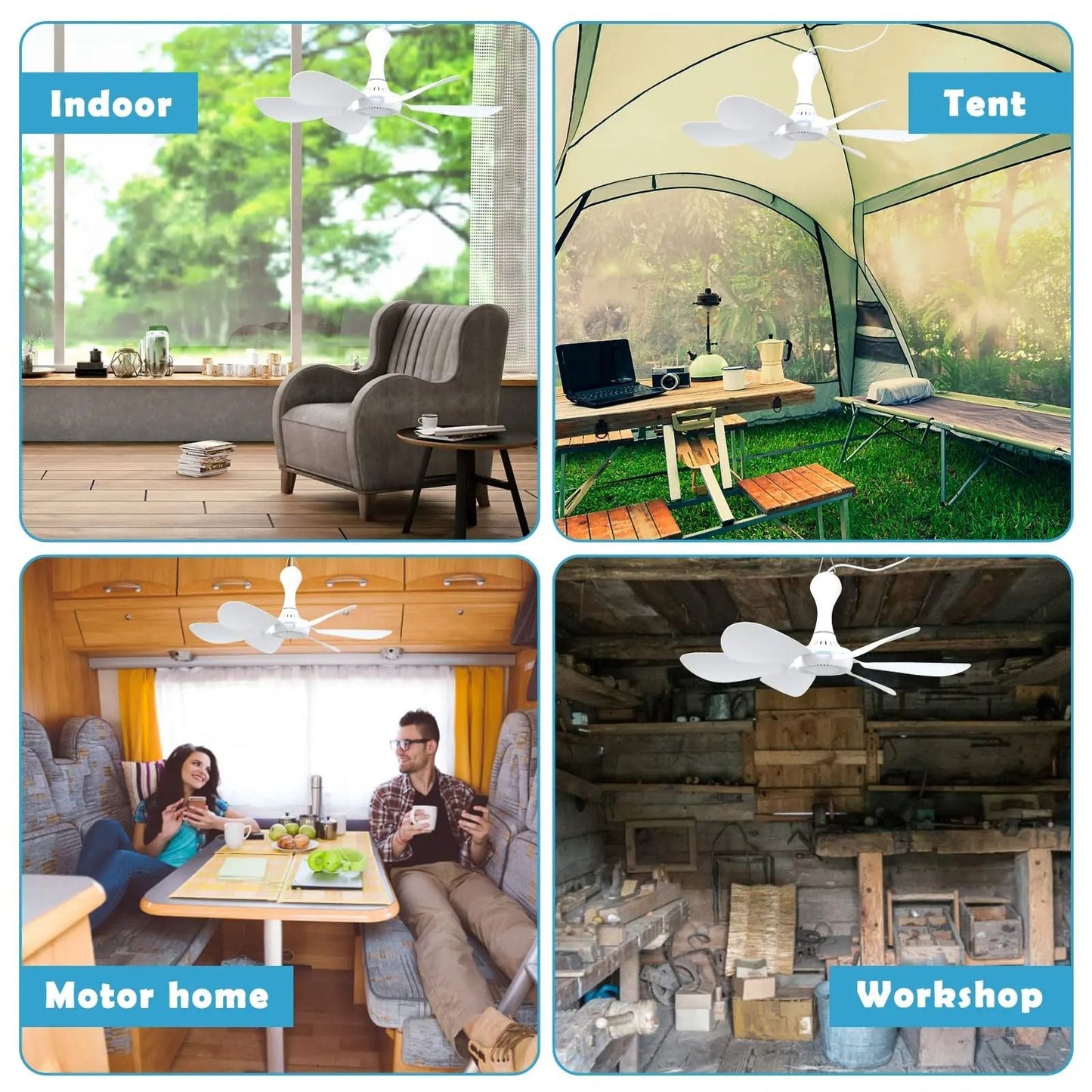 Silent 6 Leaf USB Powered Ceiling Fan With Remote Control For Tent Camping And Dorm 4