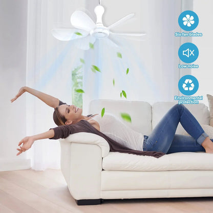Silent 6 Leaf USB Powered Ceiling Fan With Remote Control For Tent Camping And Dorm 6