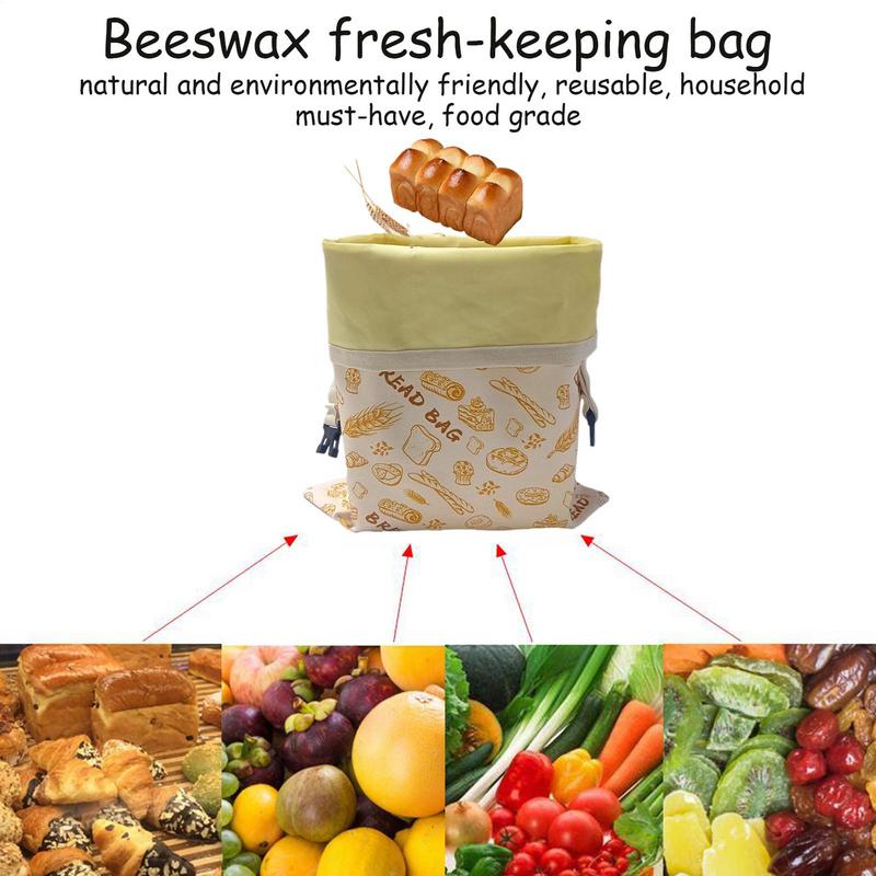 Reusable Beeswax Bread Bag, Food Storage Bag to Keep Freshness for Days, Loaf Container for Bakery, Food Preservation