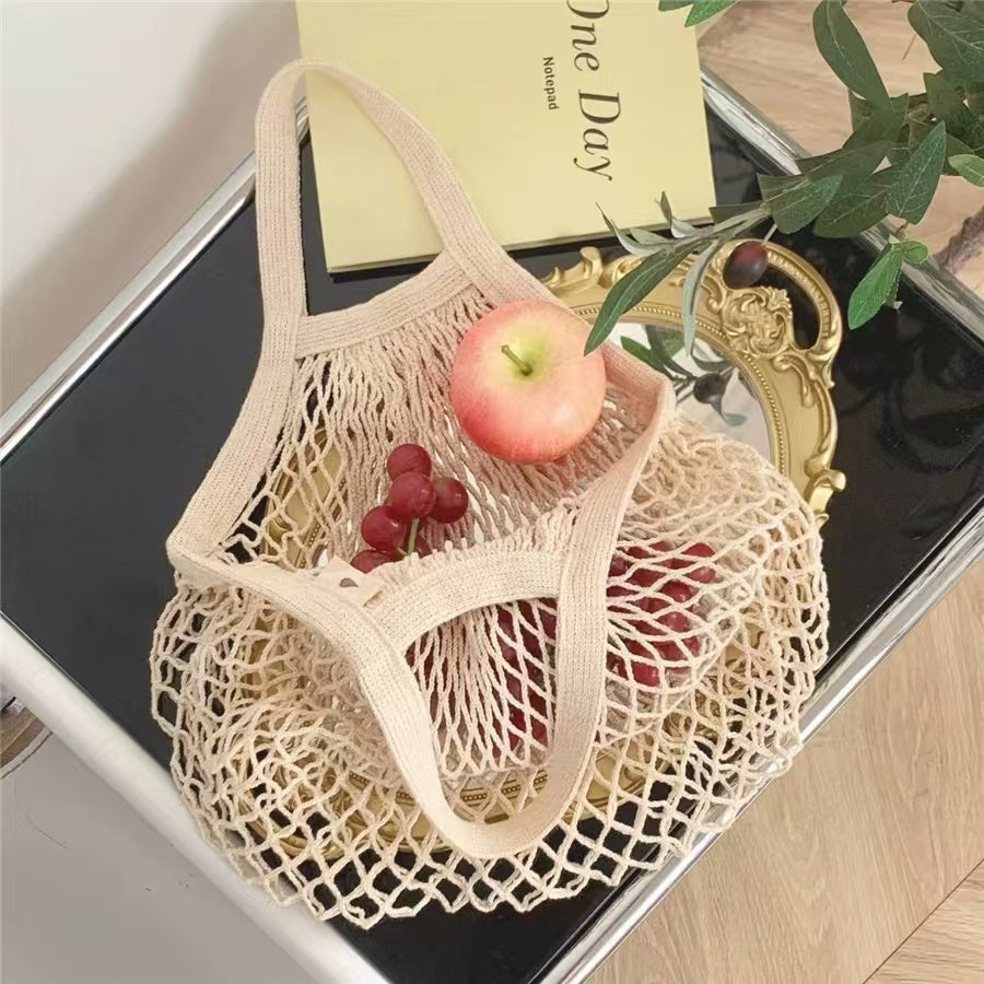 1Pc Portable Reusable Grocery Shopping Bag, Foldable Mesh Bag for Fruits, Vegetables Eco-Friendly Shopping