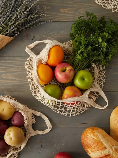 1Pc Portable Reusable Grocery Shopping Bag, Foldable Mesh Bag for Fruits, Vegetables Eco-Friendly Shopping