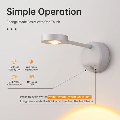 Rechargeable LED Wall Spotlight With Motion Sensor Dimmable Night Light For Decoration 3