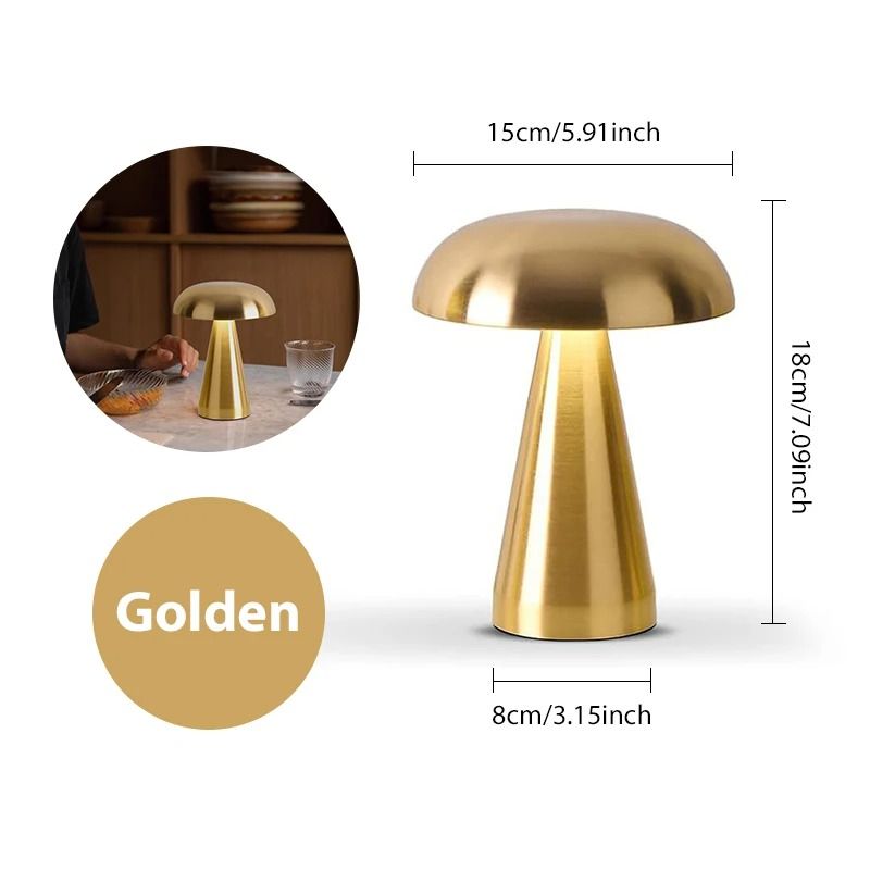 Retro Mushroom LED Night Lamp Rechargeable Touch Sensor Desk Reading Light 9