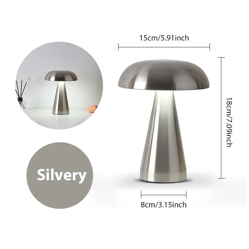 Retro Mushroom LED Night Lamp Rechargeable Touch Sensor Desk Reading Light 8