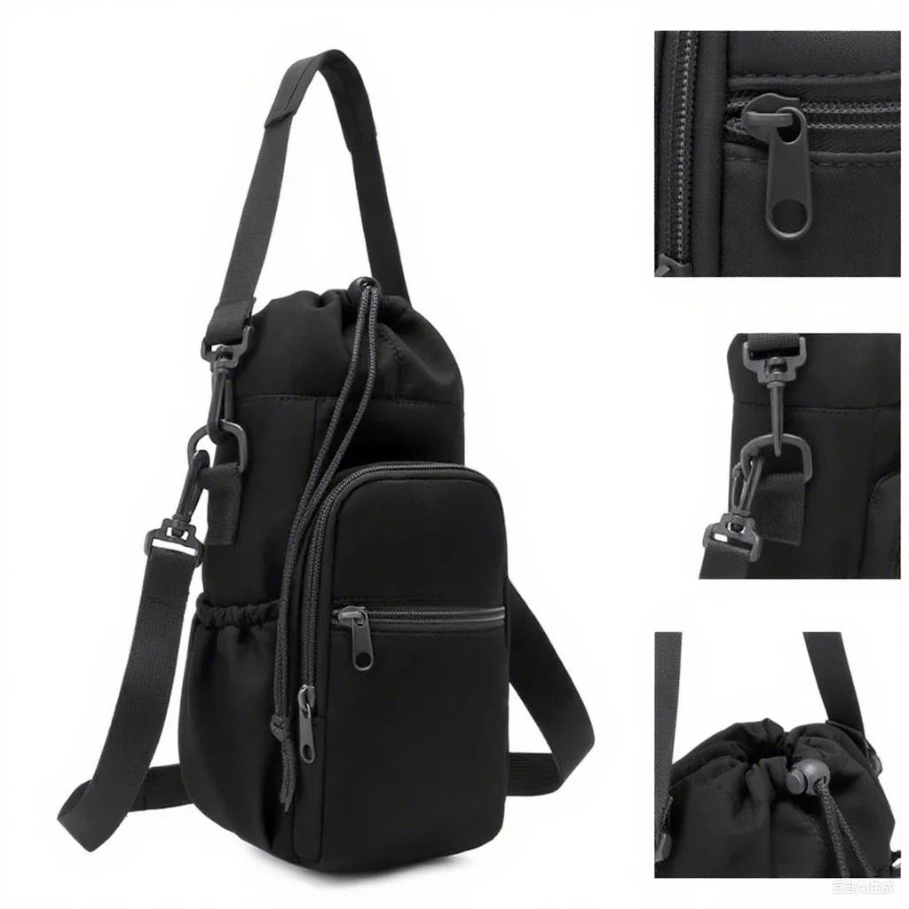 Insulated Water Bottle Carrier With Phone Pocket And Adjustable Strap 1