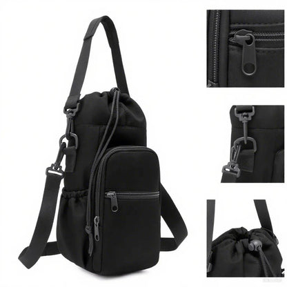 Insulated Water Bottle Carrier With Phone Pocket And Adjustable Strap 1