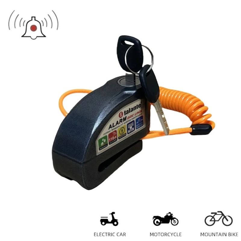 Motorcycle Bicycle Disc Lock With Alarm And Anti Theft Reminder Rope 1