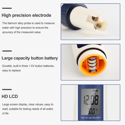 5 In 1 Digital Water Quality Tester For Aquarium And Drinking Water 5