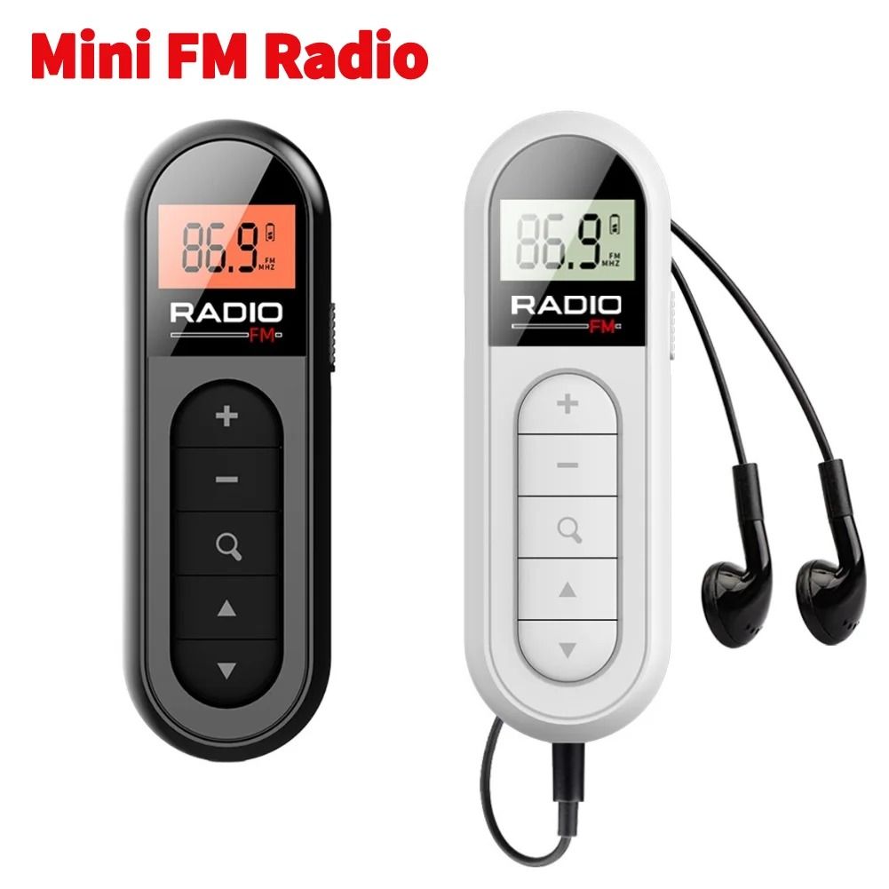 Mini Pocket Clip FM Radio with LCD Display and Backlight