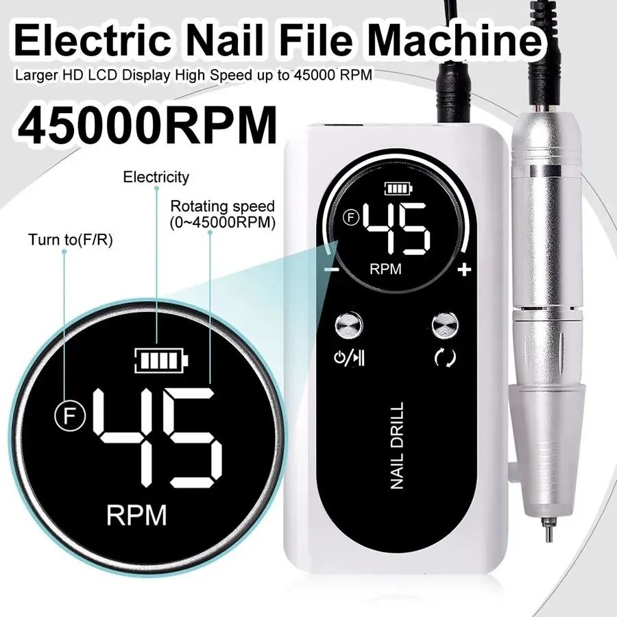 Rechargeable 45000RPM Electric Nail Drill Machine For Professional Manicure 2