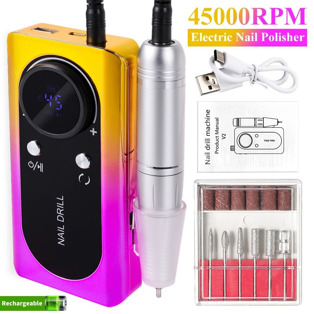 Rechargeable 45000RPM Electric Nail Drill Machine For Professional Manicure 8
