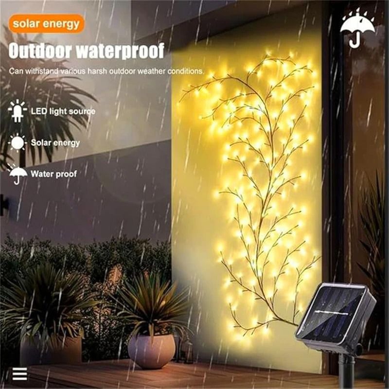 96 LED Solar Willow Vine String Lights Waterproof Outdoor Fairy Lights With Lighting Modes 2