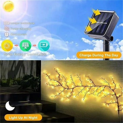 96 LED Solar Willow Vine String Lights Waterproof Outdoor Fairy Lights With Lighting Modes 3