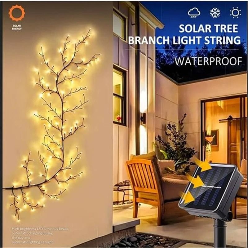 96 LED Solar Willow Vine String Lights Waterproof Outdoor Fairy Lights With Lighting Modes 6