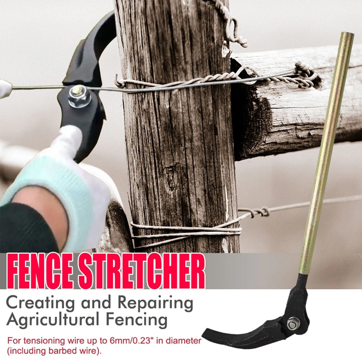 Wire Tensioner Tool For Barbed Fence Installation And Repair 1