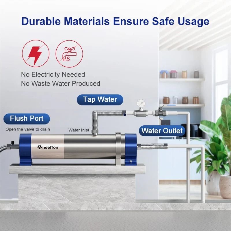 Wheelton Whole House High Flow Water Filter Purifier Reusable SUS304 001um PVDF 1000L To 3000L Capa 5