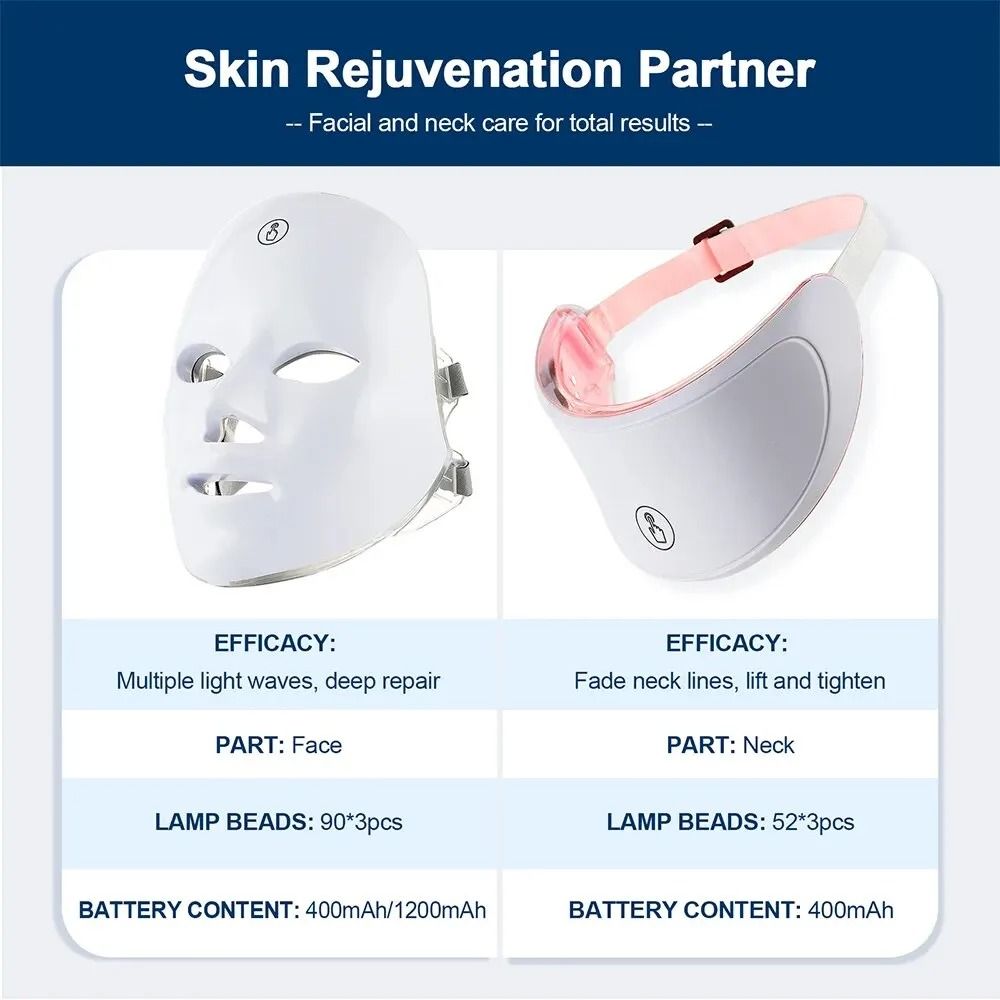 LED Light Therapy Facial Mask With Neck Coverage For Skin Rejuvenation And Anti Aging 5