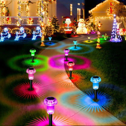 Solar LED Mushroom Garden Stake Lights Set of Four for Outdoor Pathway Decoration