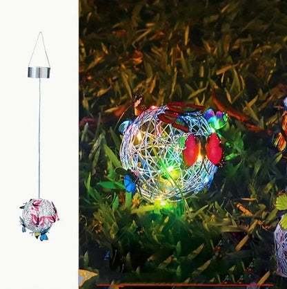 Solar Butterfly Ball Hanging Light Decorative LED Outdoor Garden Lamp Waterproof 6