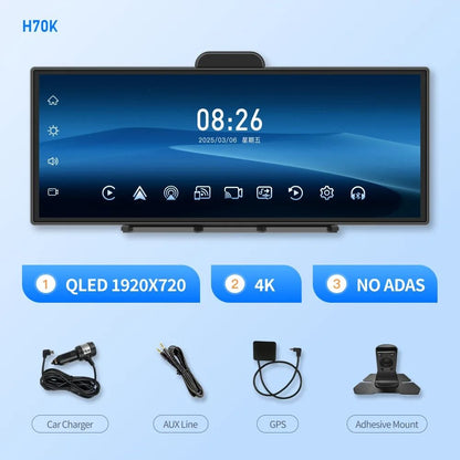 Imagebon H70K 114 Inch 4K Dash Cam With Wireless Carplay Android Auto Dual Recording GPS Night Visi 8