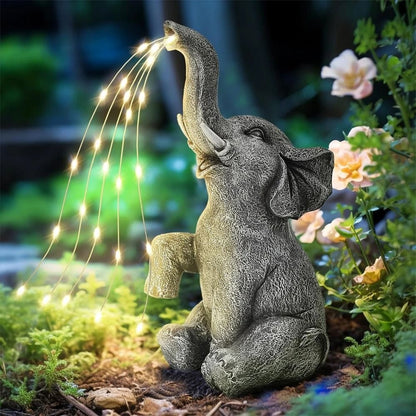 Solar Elephant String Lights Outdoor Garden Decor Solar Statue Sculptures