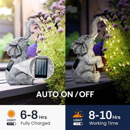 Solar Elephant String Lights Outdoor Garden Decor Solar Statue Sculptures 2