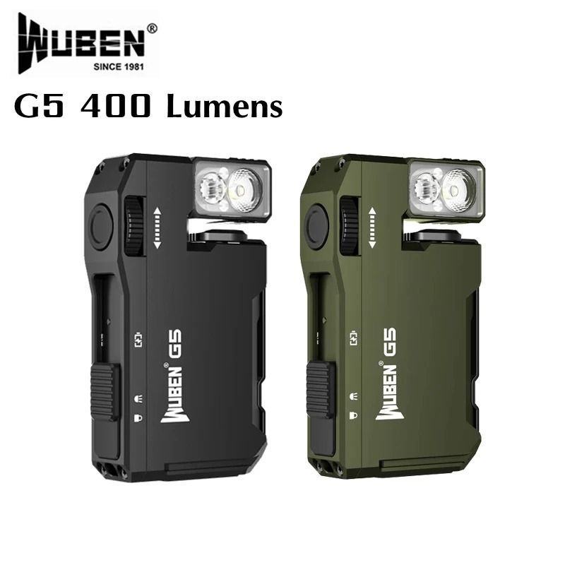 Wuben G5 EDC Flashlight Portable 400 Lumens Pocket Light with Rotating Head and Magnetic Base