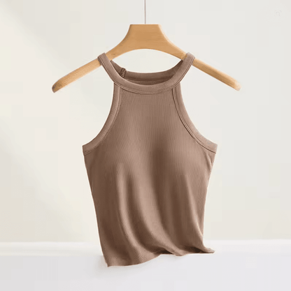 HalterFit Built In Bra Camisole Slim Fit Breathable Halter Top 2