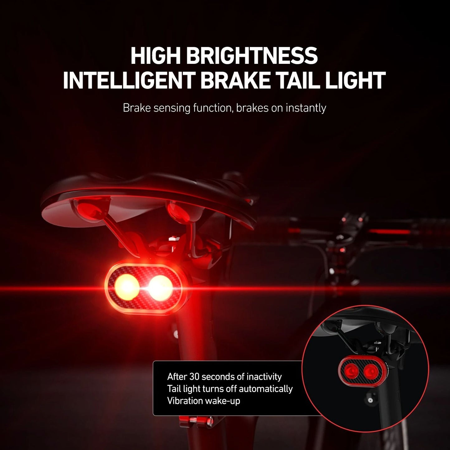 CYCLAMI CY300T Bicycle Smart Brake Sensing Front Rear Light Set 2