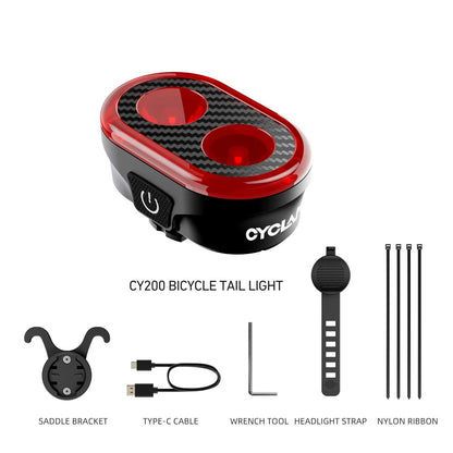 CYCLAMI CY300T Bicycle Smart Brake Sensing Front Rear Light Set 8