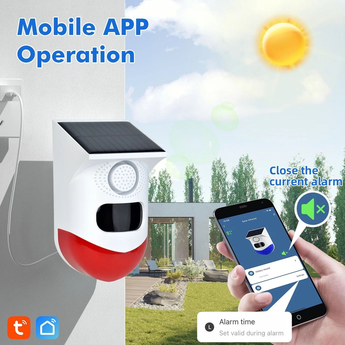 SMARSECUR WiFi Tuya Solar Infrared Siren Outdoor Security Alarm 1