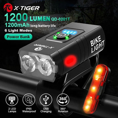 X Tiger Bike Light Headlight Bicycle Lamp With 5200mAh Power Bank 8