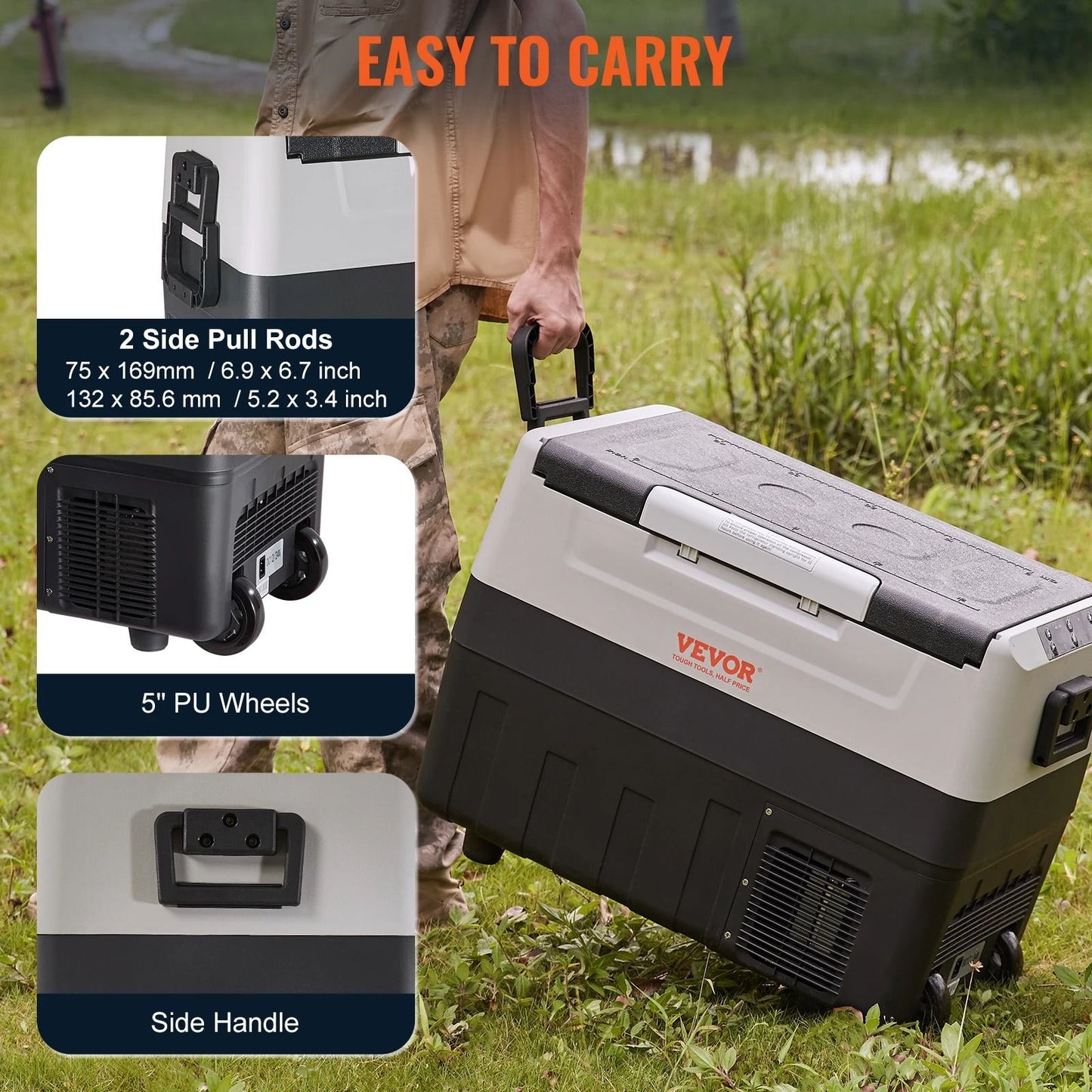 SucceBuy Portable Foldable Car Refrigerator 35L 45L 55L With Wheels And Handle 1