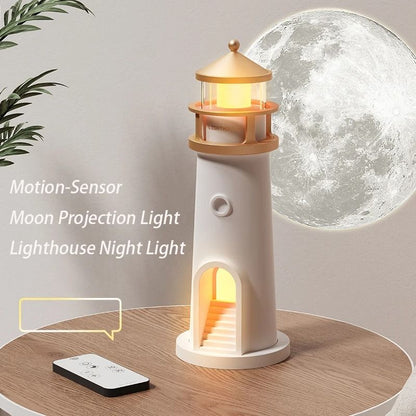 Moon Projection Lighthouse Night Light with Bluetooth Music and Remote