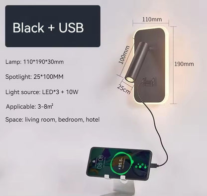 WallMounted Bedside LED Reading Light With USB Charging Port And Adjustable Spotlight 8