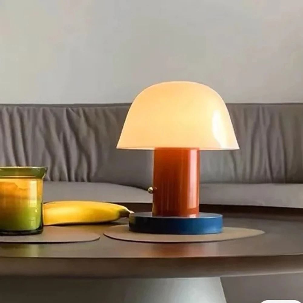 Mushroom-Shaped Touch Table Lamp with USB Charging and Ambient Lighting