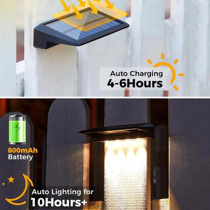 2 Pack Solar Wall Lights 4 LED Solar Fence Lights Outdoor Waterproof Solar Deck Lights Wall Lights  3
