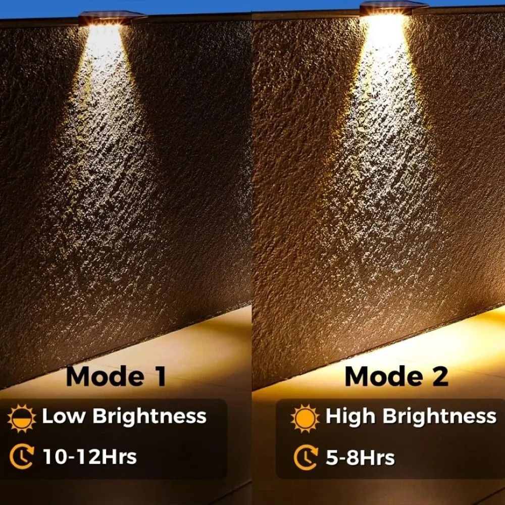 2 Pack Solar Wall Lights 4 LED Solar Fence Lights Outdoor Waterproof Solar Deck Lights Wall Lights  4