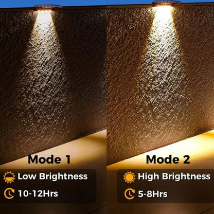 2 Pack Solar Wall Lights 4 LED Solar Fence Lights Outdoor Waterproof Solar Deck Lights Wall Lights  4