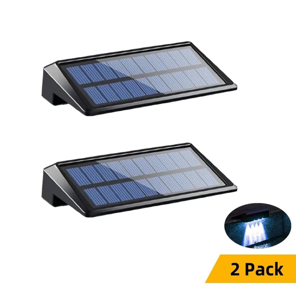 2 Pack Solar Wall Lights 4 LED Solar Fence Lights Outdoor Waterproof Solar Deck Lights Wall Lights  7