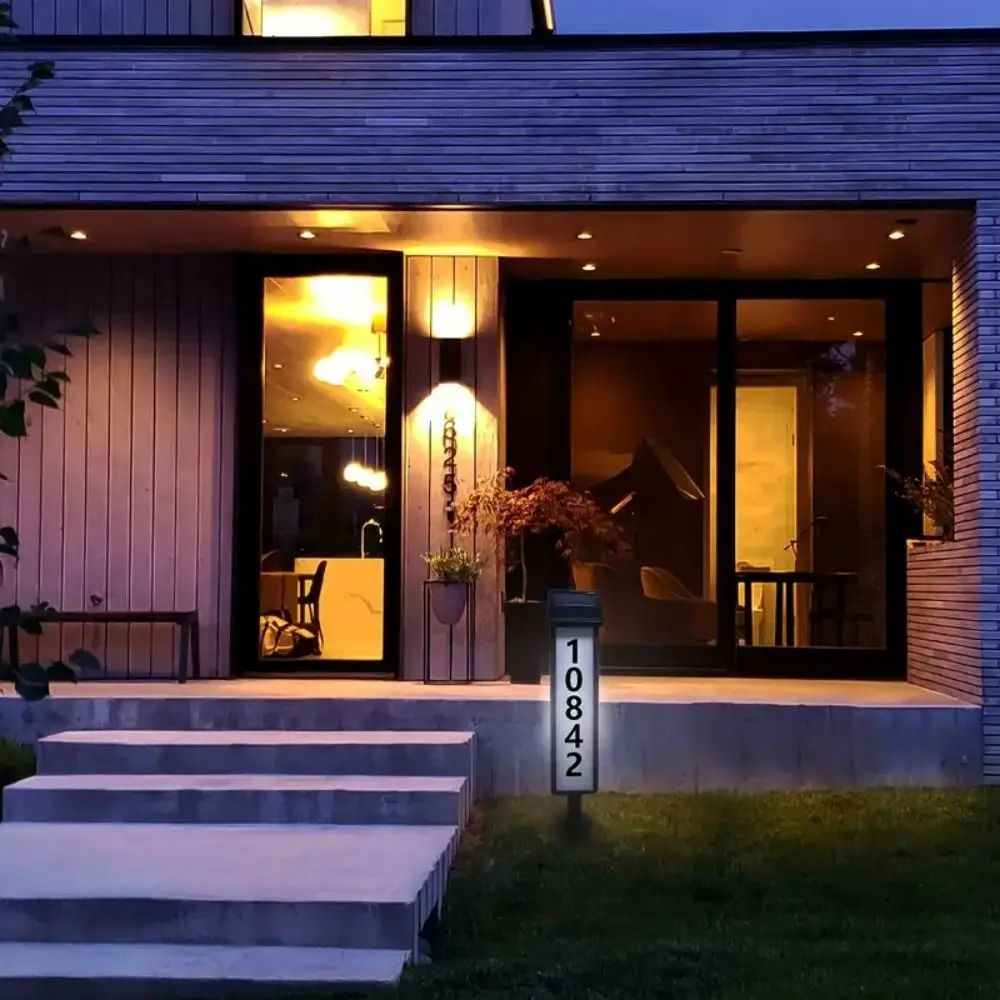 Solar Outdoor Address Sign With Stake And LED Illumination 2